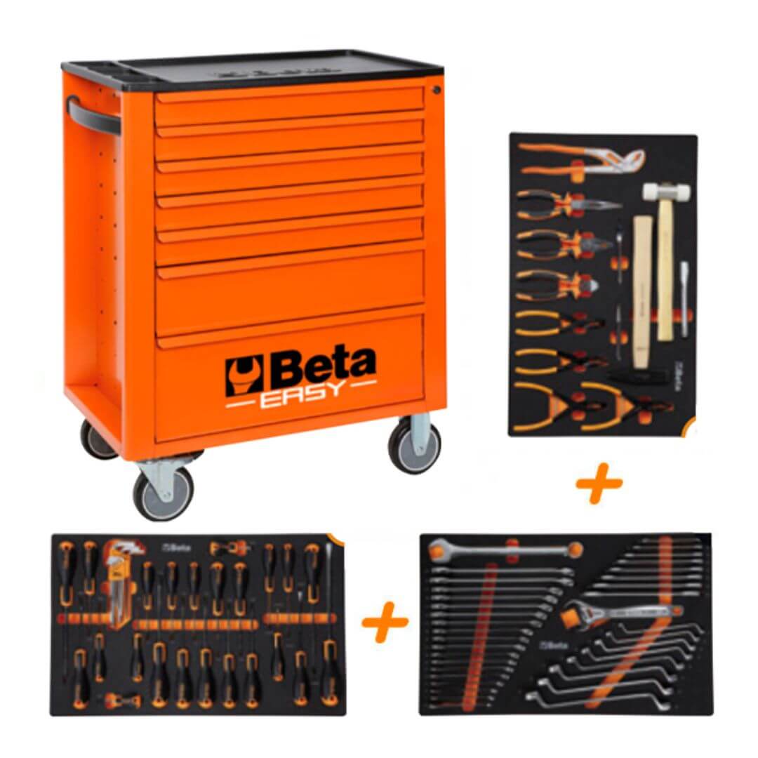 Carro de herramientas 2400EH Iberia2 de 7 cajones con 240 herramientas  color naranja Beta 024002030 - Suministros Asín