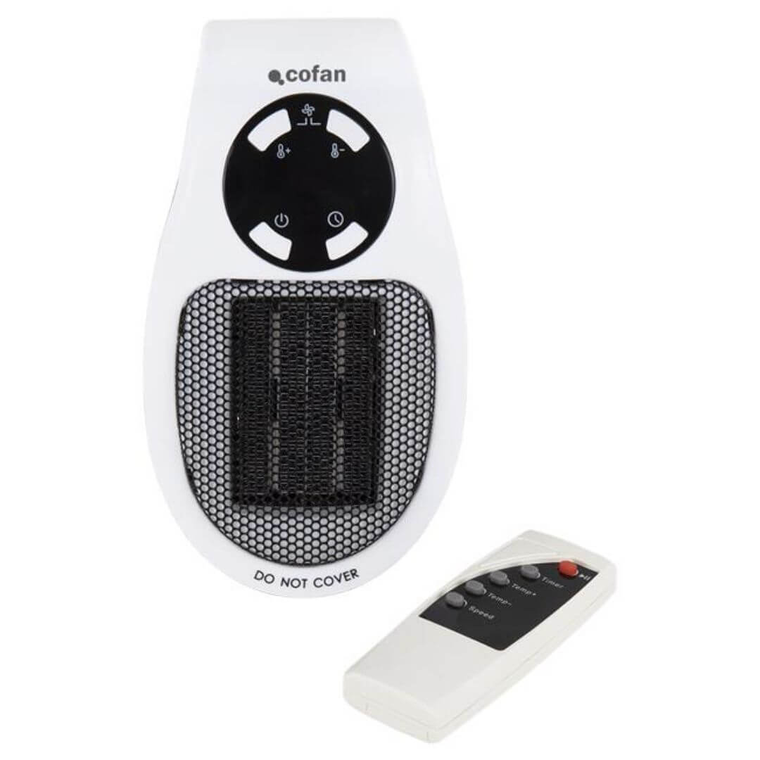 Calefactor cerámico de enchufe con mando a distancia, termostato y